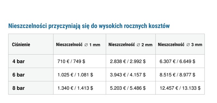 Nieszczelności mogą przyczyniać się do powstawania kosztów rzędu nawet 12 457 euro rocznie.
