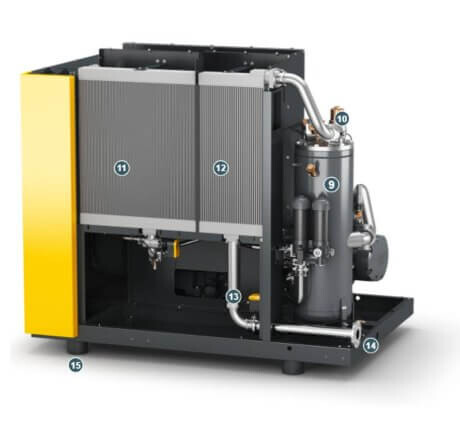 Budowa sprężarki śrubowej - tył