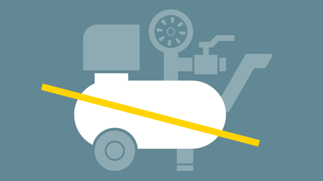 Model i.Comp 3 nie potrzebuje zbiornika sprzężonego powietrza.