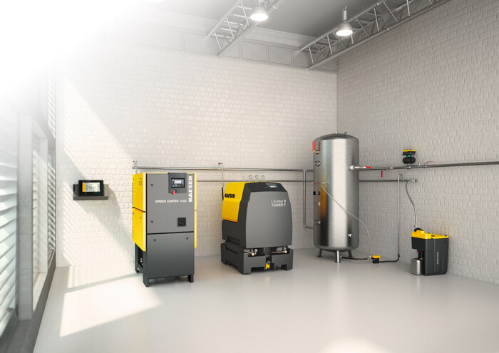 Stacja sprężonego powietrza ze zbiornikiem